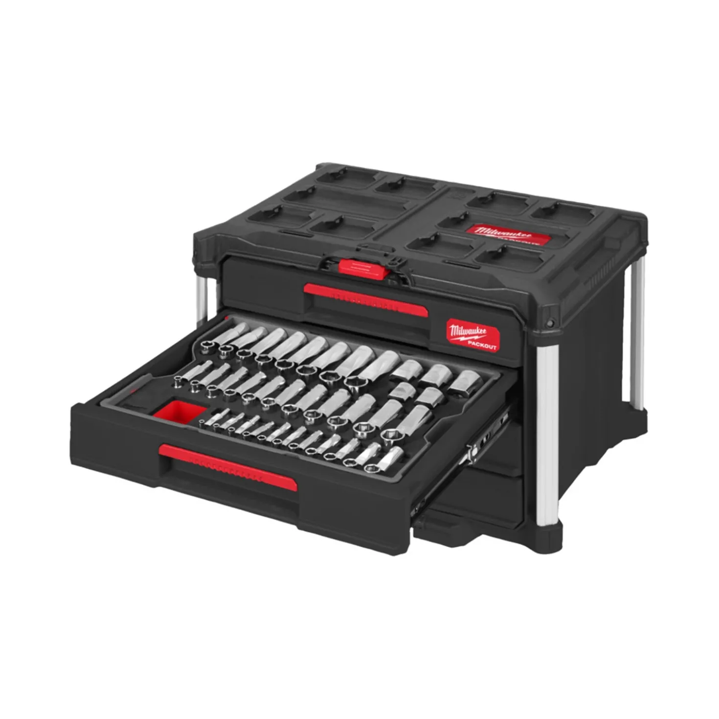 Milwaukee 4932501864 244-delige Ratel- en doppenset - in PACKOUT - 1/4” + 3/8” + 1/2"