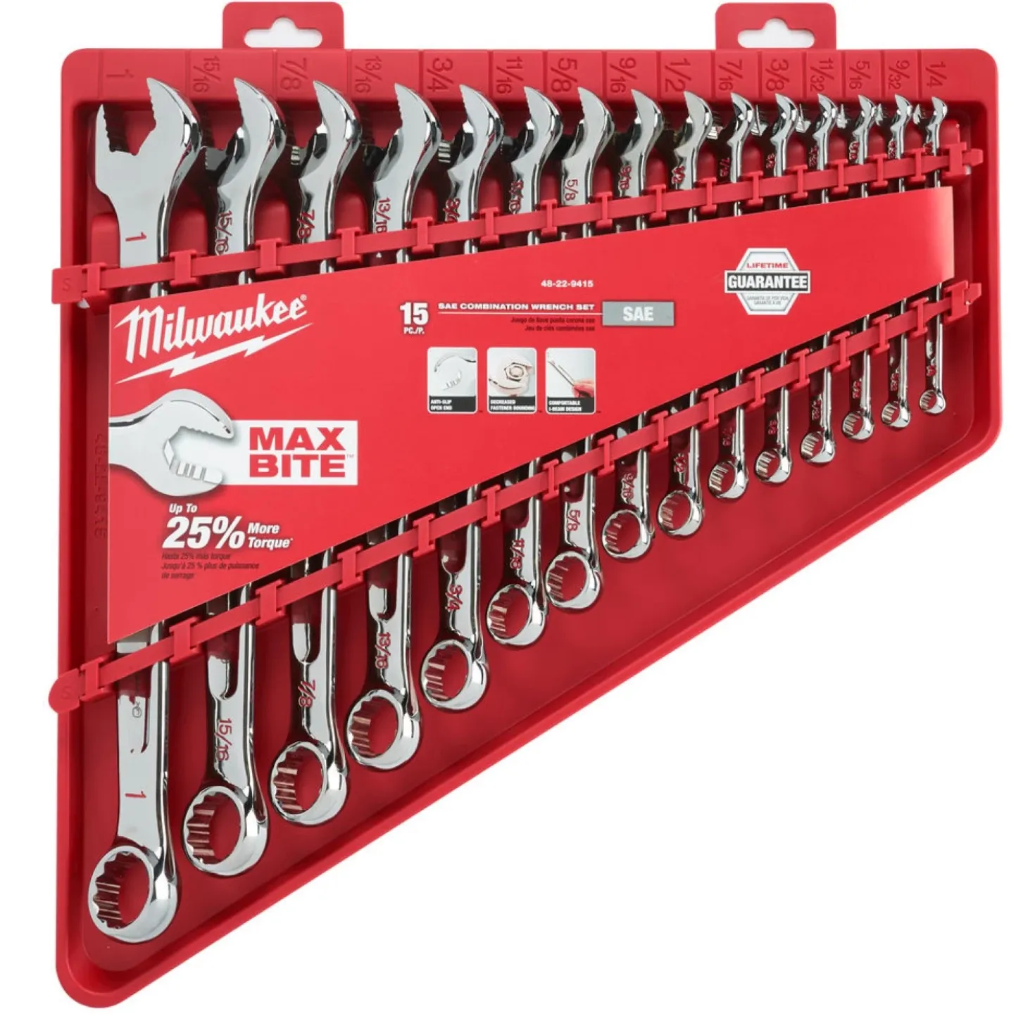 Milwaukee 4932464996 15-delige Ringratel-steeksleutelset MAXBITE - 1/4"-1"