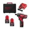Milwaukee M12 BD-202C 12V Li-Ion accu boor-/schroefmachine set (2x 2.0Ah accu) in koffer