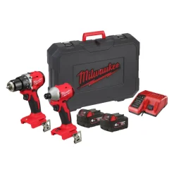 Milwaukee M18 BLCPP2A-402C 18V Li-ion accu klopboor- /schroefmachine (M18 BLPDRC-0) & slagschroevendraaier ( M18 BLIDRC-0) combiset (2x 4.0Ah accu) in koffer