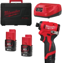 Milwaukee M12 BLIDRC-202C 12V Li-ion accu slagschroevendraaier set (2x 2.0Ah accu) in koffer - 124Nm