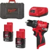 Milwaukee M12 BLPDRC-202C 12V Li-ion accu klopboor-/schroefmachine set (2x 2.0Ah accu) in koffer