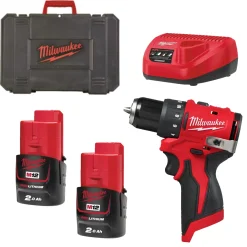 Milwaukee M12 BLPDRC-202C 12V Li-ion accu klopboor-/schroefmachine set (2x 2.0Ah accu) in koffer
