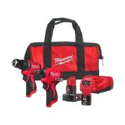 Milwaukee M12 BLPP2B-422B 12V Li-ion accu klopboor-/schroefmachine (M12 BLPDRC-0) & slagschroevendraaier ( M12 BLIDRC-0) combiset (1x 2.0Ah + 1x 4.0Ah accu) in tas