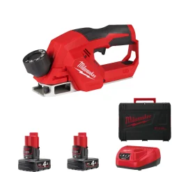 Milwaukee M12 BLP-402X koolborstelloze schaafmachine (2x 4.0 Ah Accu) in HD box - 12V