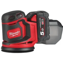Milwaukee M18 BOS125-502B Li-Ion Accu excentrische schuurmachine set (2x 5.0Ah accu) in tas - 125mm
