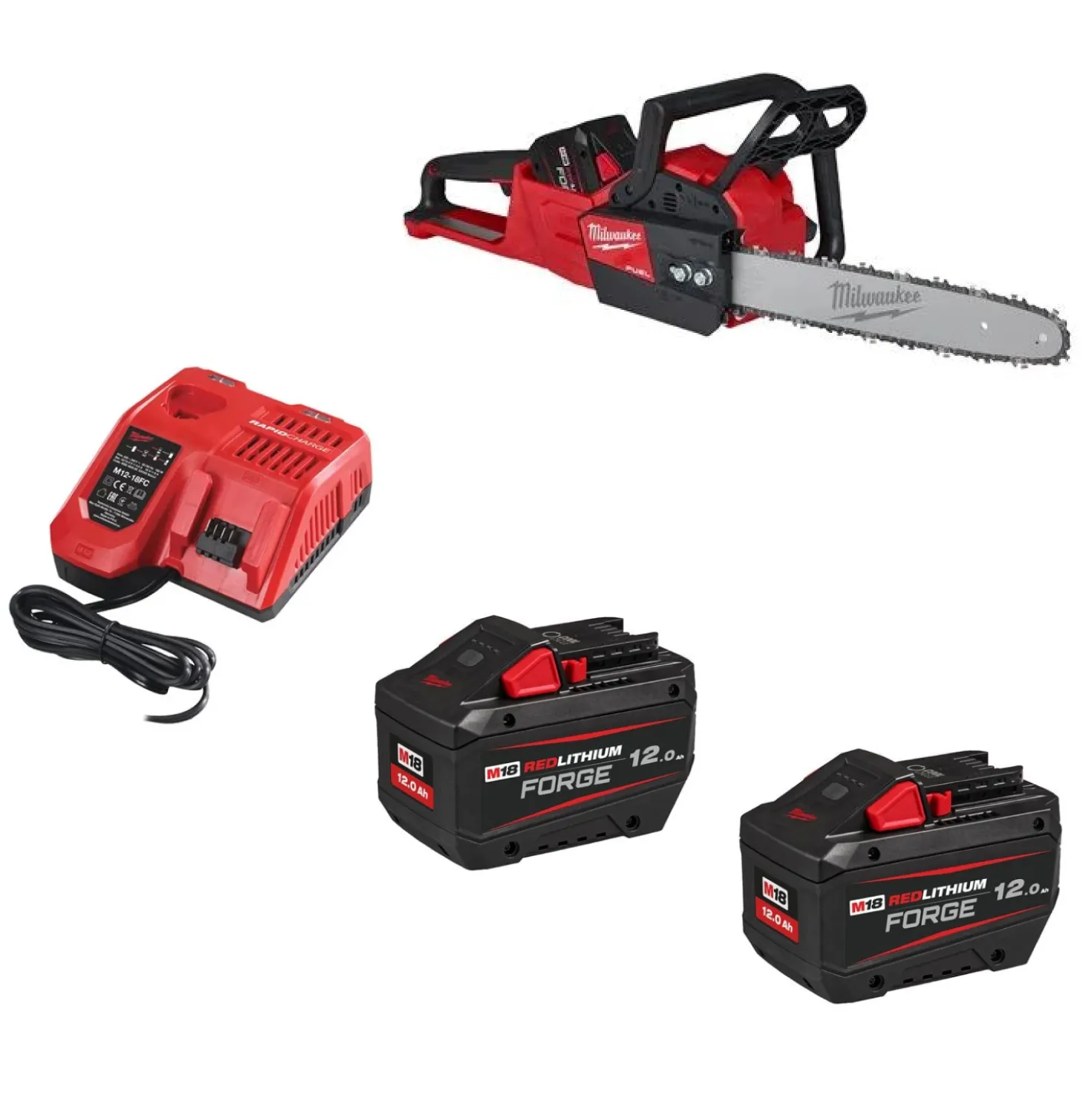 Milwaukee M18 FCHS35-122 18V Li-Ion accu kettingzaag set (2x 12.0Ah accu) - 35cm