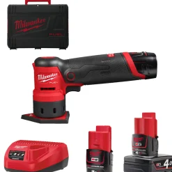 Milwaukee M12 FDSS-422X 12V Li-ion accu subcompacte delta schuurmachine set (1x 4.0Ah & 1x 2.0Ah) in HD Box