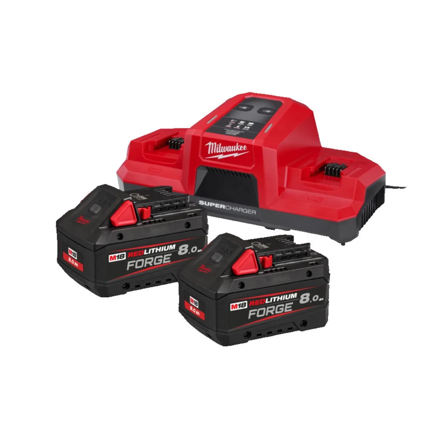 Milwaukee M18 FORGENRG-802DBSC 18V Li-ion accu-starterset (2x 8.0Ah forge) + lader