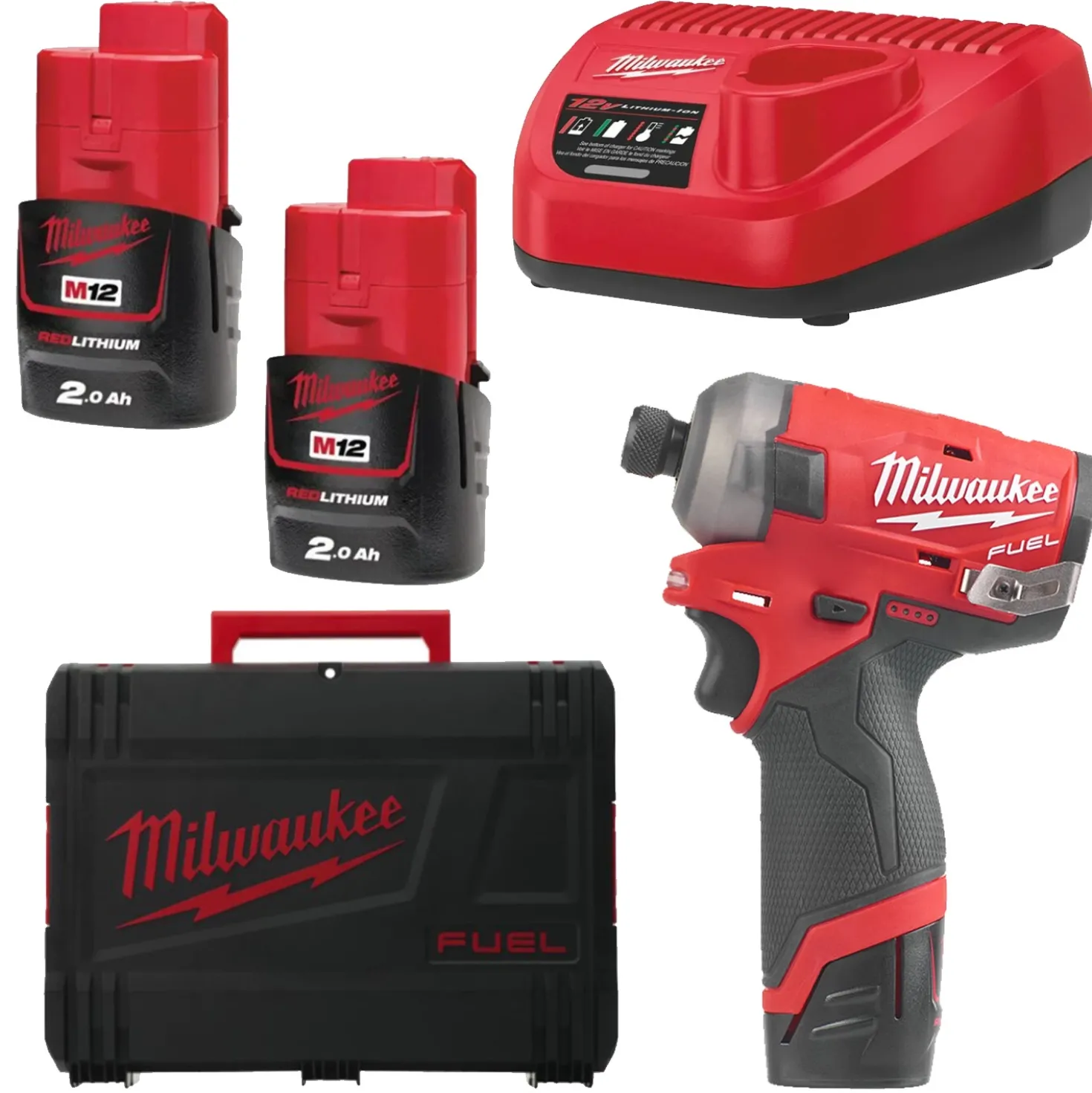Milwaukee M12 FQID-202X 12V Li-Ion accu slagschroevendraaier set (2x 2.0Ah accu) in HD Box - 50Nm