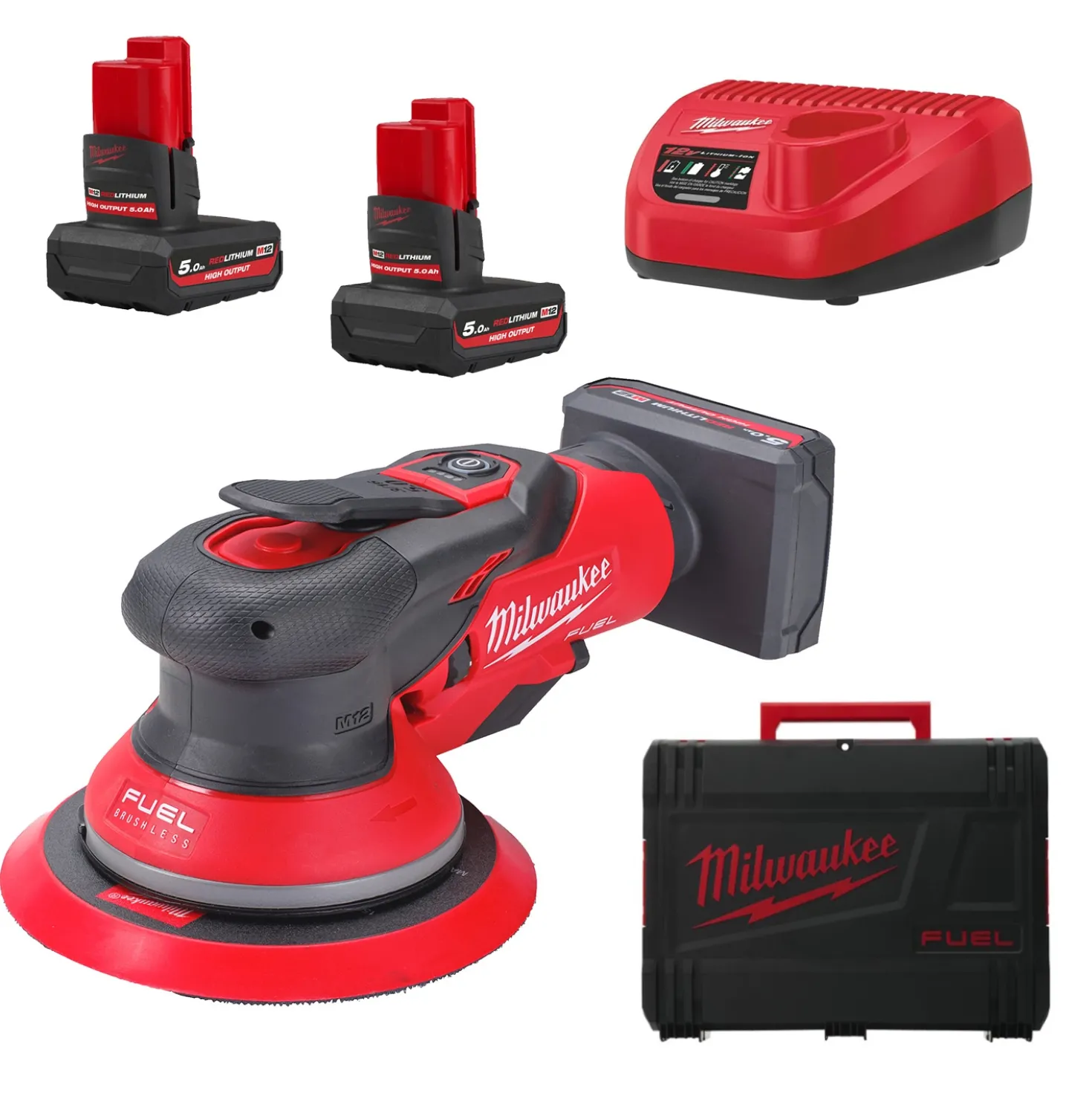 Milwaukee M12 FROS5-502X 12V Li-ion accu Excentrische schuurmachine set (2x 5.0Ah accu) in HD Box - 150mm
