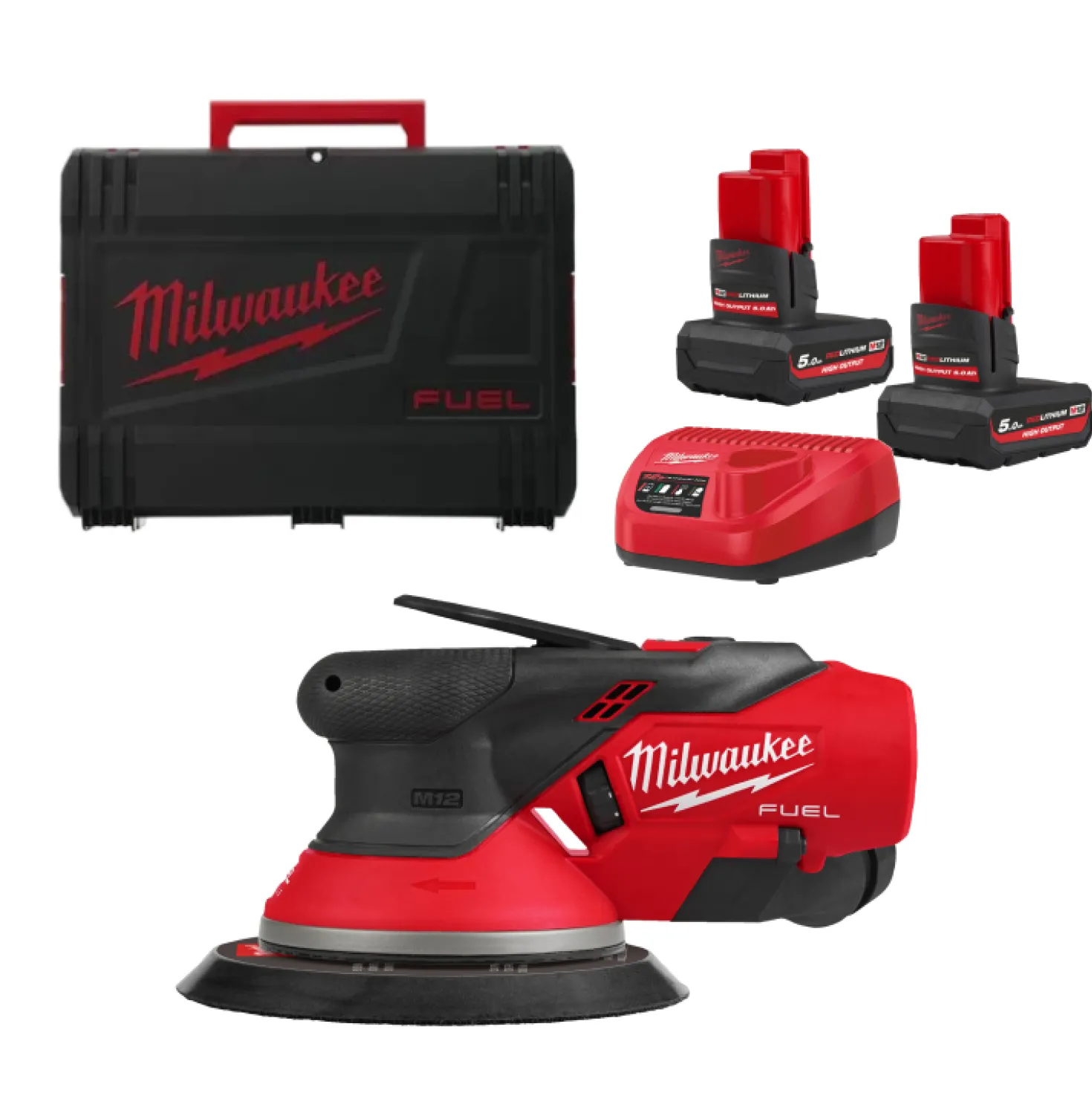 Milwaukee M12 FROS2.5-502x 12V Li-ion accu Excentrische schuurmachine set (2x 5.0Ah accu) in HD Box - 150mm
