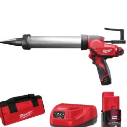 Milwaukee M12 PCG/400A-201B 12V Li-Ion Accu lijm- en kitspuit set (1x 2.0Ah accu) incl. worsthouder in tas