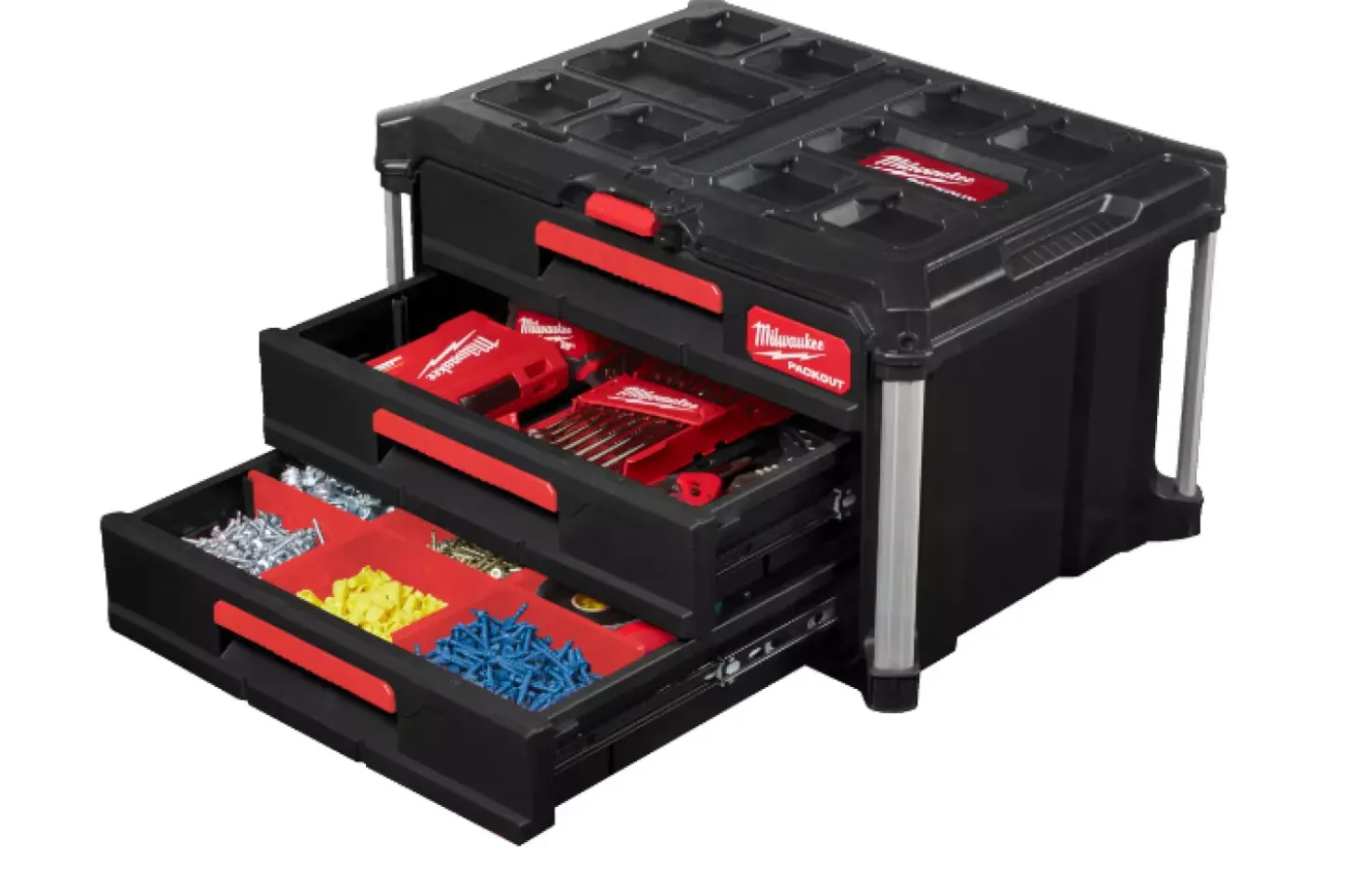 Milwaukee 4932472130 Packout gereedschapskoffer met 3 lades