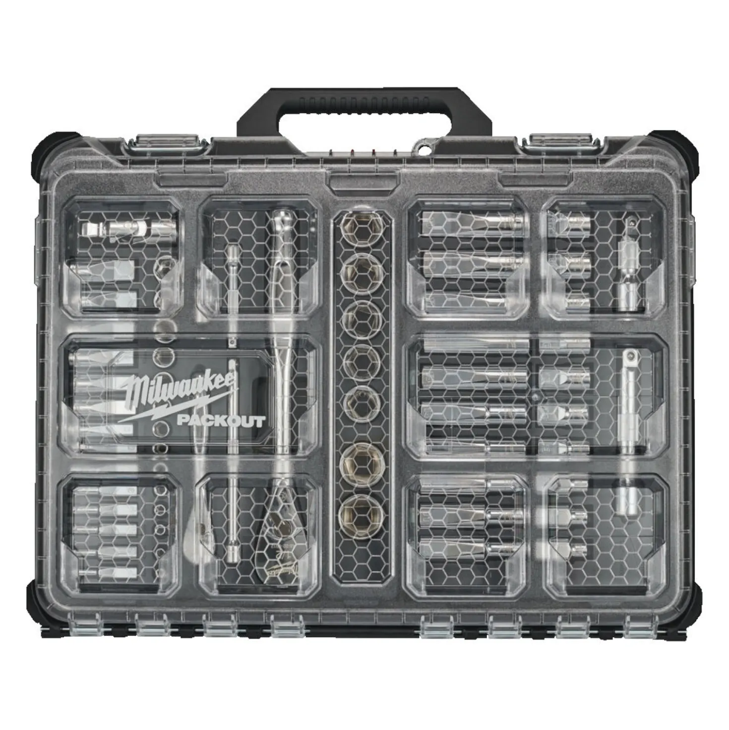 Milwaukee 4932493661 PACKOUT ratel- en doppenset met 1/4" en 1/2" aandrijving (63-delig)