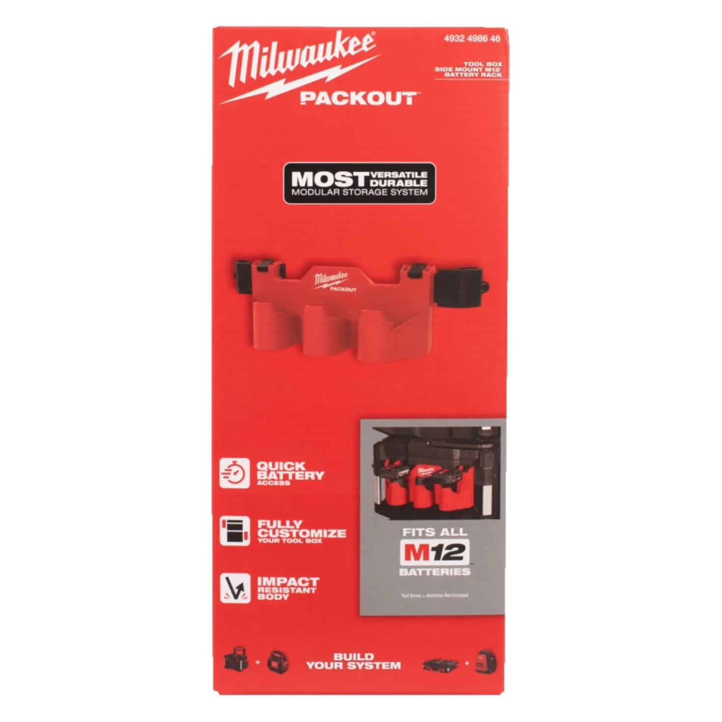 Milwaukee 4932498646 PACKOUT Zijmontage M12 accu rek