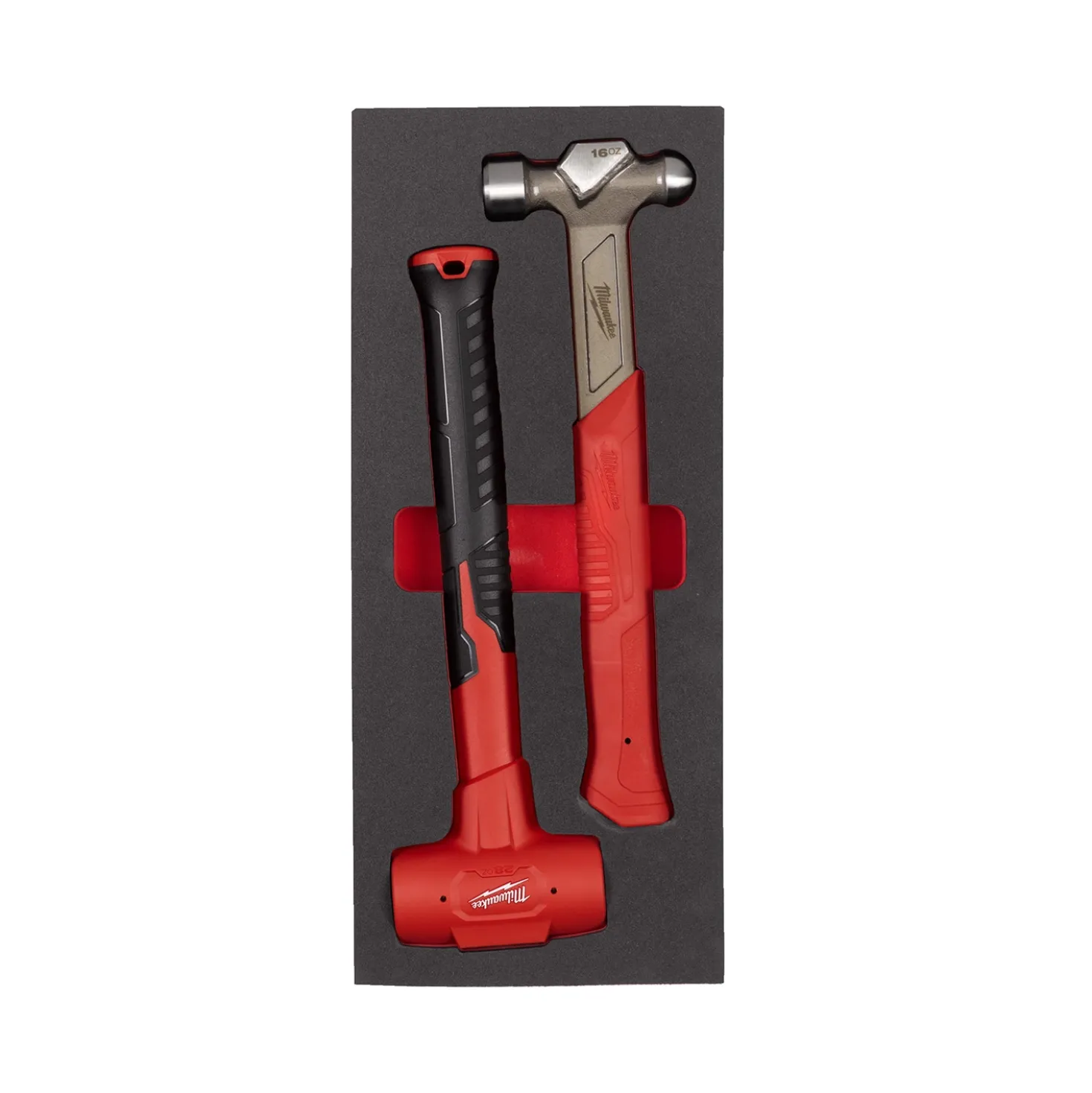 Milwaukee 4932493254 Terugslagvrije hamer 790 gram + Bolkophamer 450 gram - 2-delige hamerset - in foam inlay