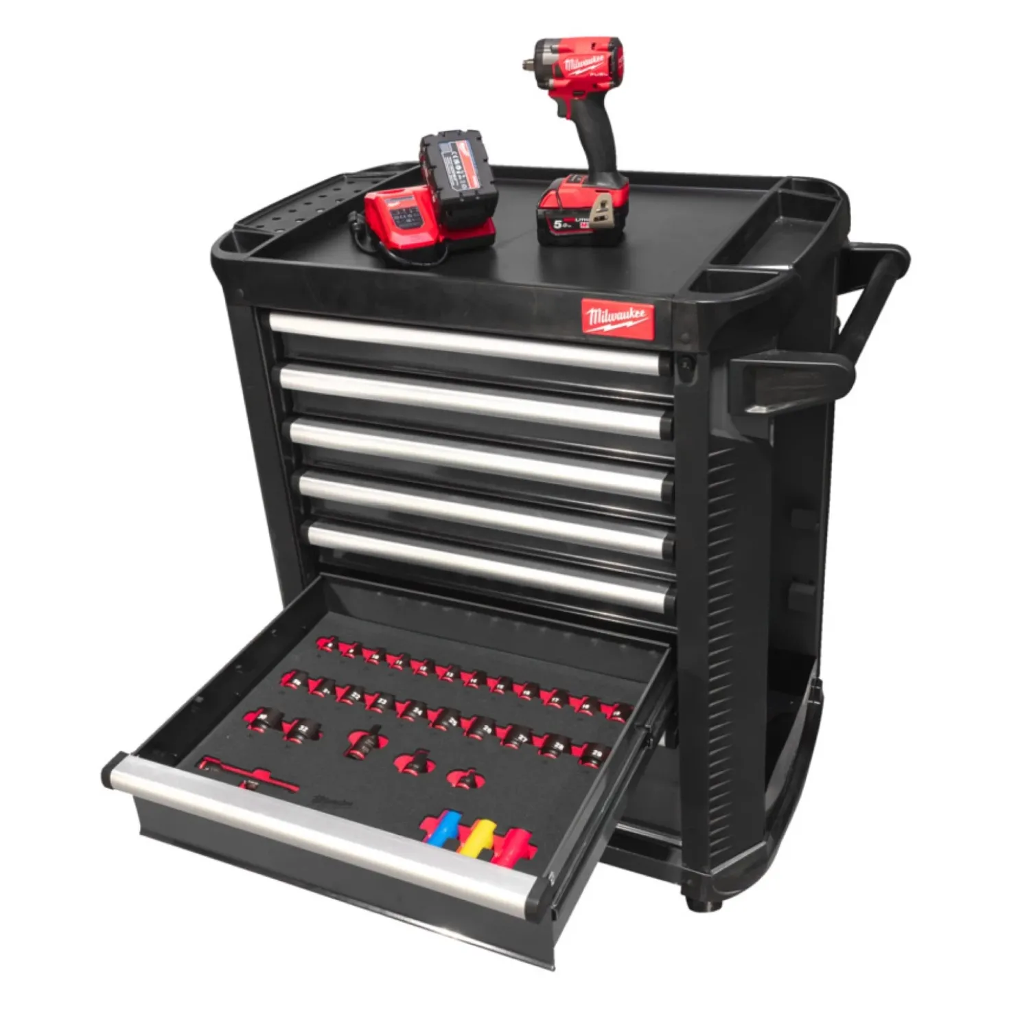 Milwaukee 4932500743 TOOLGUARD Stalen Gereedschapswagen gevuld - 246-delig - 7 laden - 30" / 78 cm