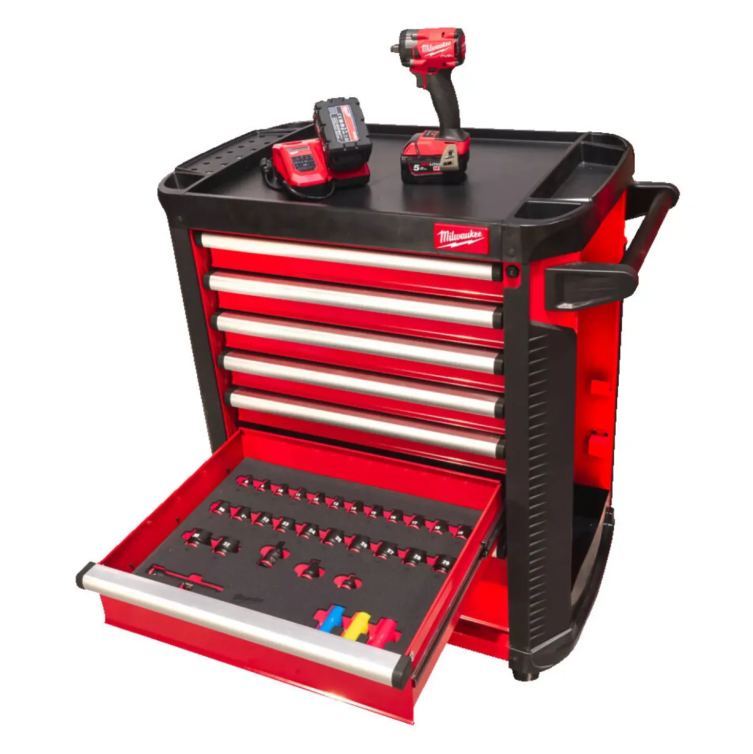 Milwaukee 4932493817 TOOLGUARD Stalen Gereedschapswagen gevuld - 245-delig - 7 laden - 30˝ / 78 cm
