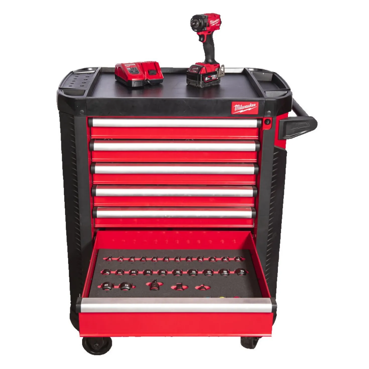 Milwaukee 4932493817 TOOLGUARD Stalen Gereedschapswagen gevuld - 245-delig - 7 laden - 30˝ / 78 cm