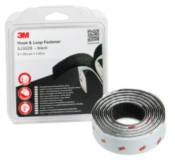 3M SJ352B Hersluitbare Lus en Haak Klittenband Zwart - 25mm x 1.25 m x 4.4mm