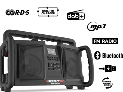 PerfectPro RB2 Rockbull Bouwradio - FM RDS / DAB+ - AUX-in - bluetooth - werkt op netstroom en batterij