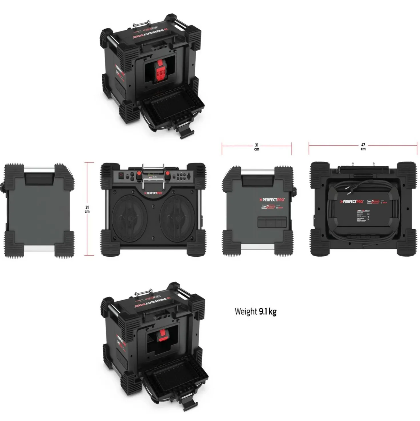 PerfectPro ROCKHART RH4 18V multi battery Bouwradio - FM RDS / DAB+ - AUX-in - bluetooth
