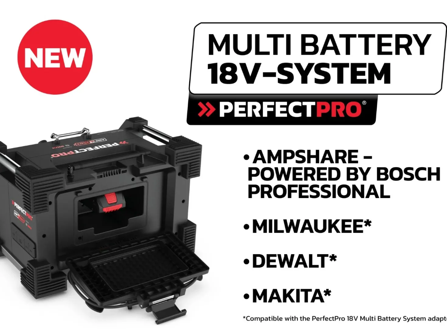 PerfectPro ROCKHART RH4 18V multi battery Bouwradio - FM RDS / DAB+ - AUX-in - bluetooth