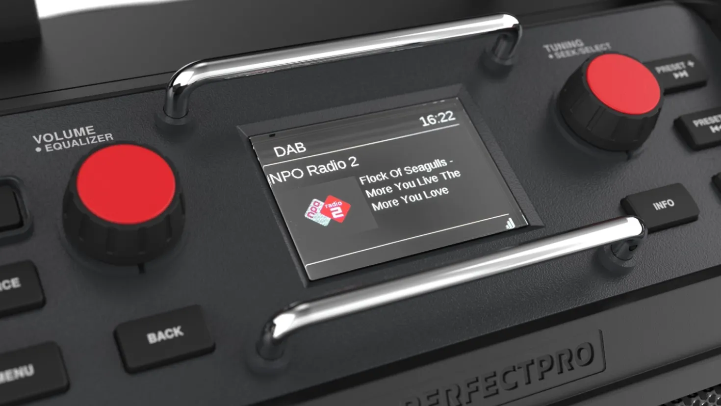 PerfectPro ROCKPRO Bouwradio - FM RDS / DAB+ - AUX-in - bluetooth - werkt op netstroom en lithium accu
