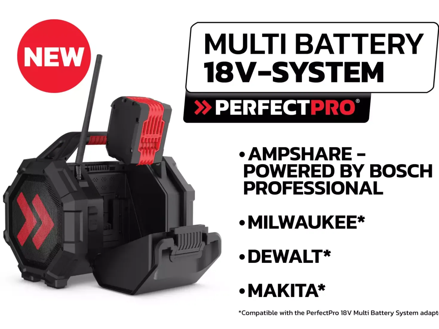 PerfectPro ROCKTAGON OCT-18V multi battery Bouwradio - FM RDS / DAB+ - AUX-in - bluetooth