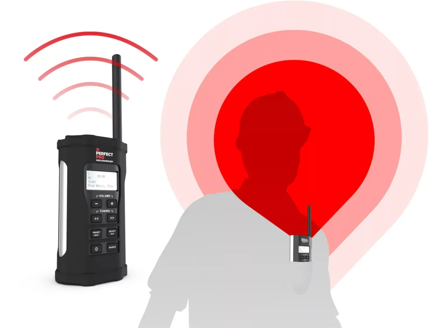 PerfectPro SW3 Soloworker BT accu Bouwradio - FM RDS / DAB+ - AUX-in - bluetooth - werkt op netstroom en lithium accu