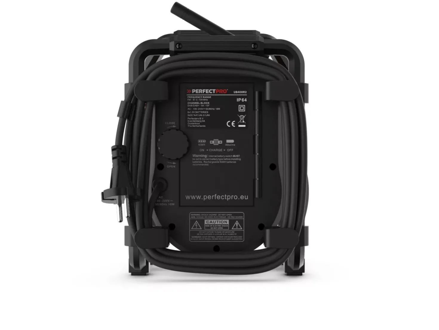 PerfectPro UBOX 400R2 Bouwradio - FM RDS / DAB+ - AUX-in - bluetooth - werkt op netstroom en batterij