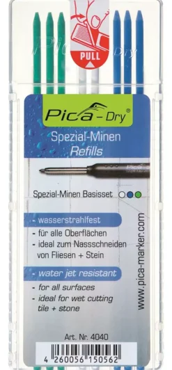 Pica 4040 Dry Navulling - Blauw/Wit/Groen (8st)
