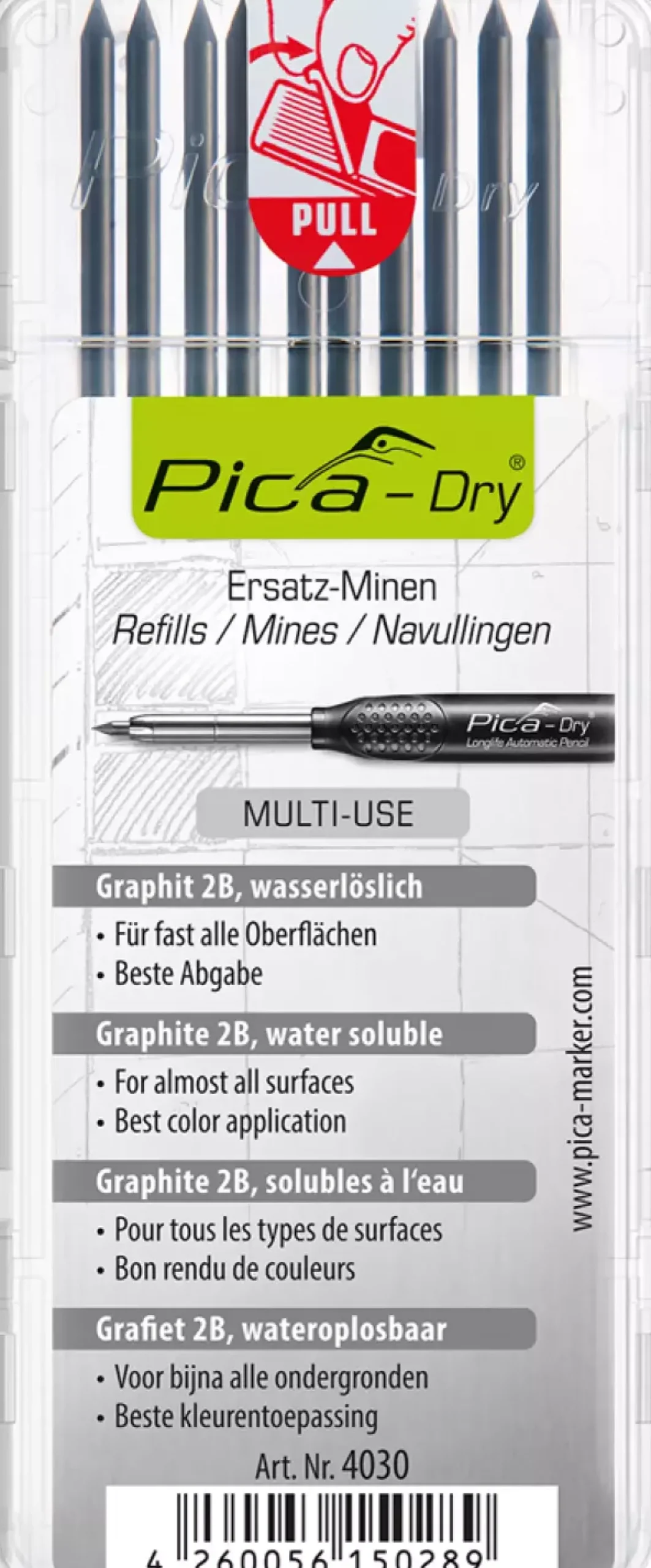 Pica 4030 Dry Navulling in blister - Grafiet (10st)
