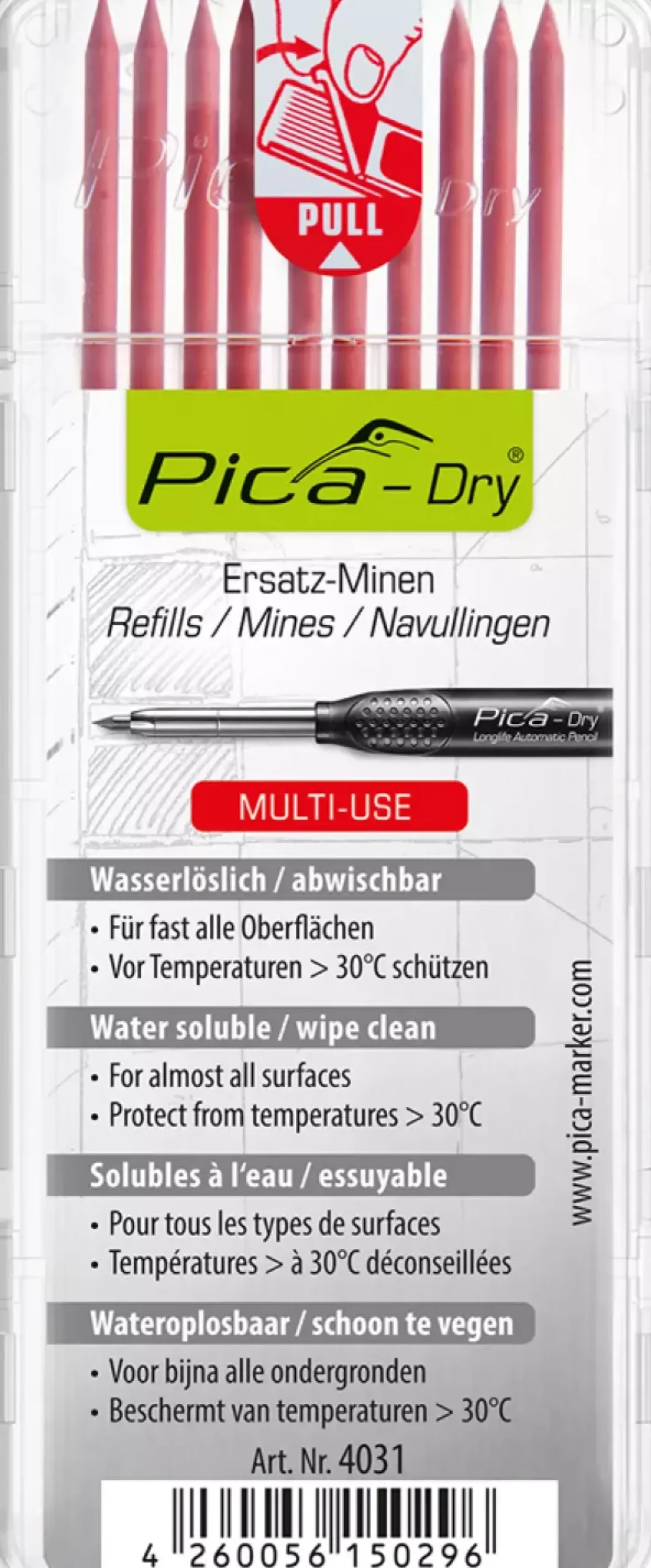 Pica 4031 Dry Navulling - Rood (10st)