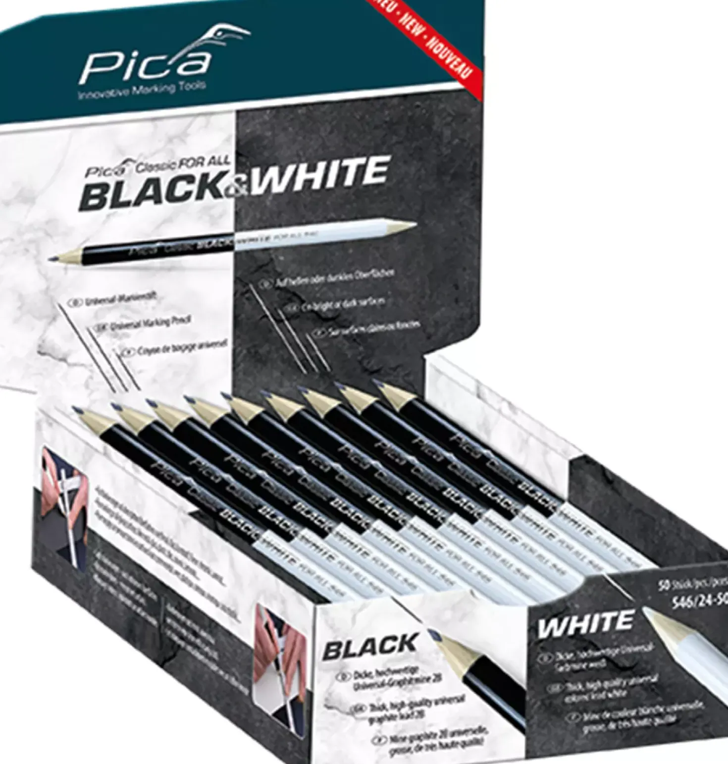 Pica 546/24 Markeerpotlood Black & White (50st)