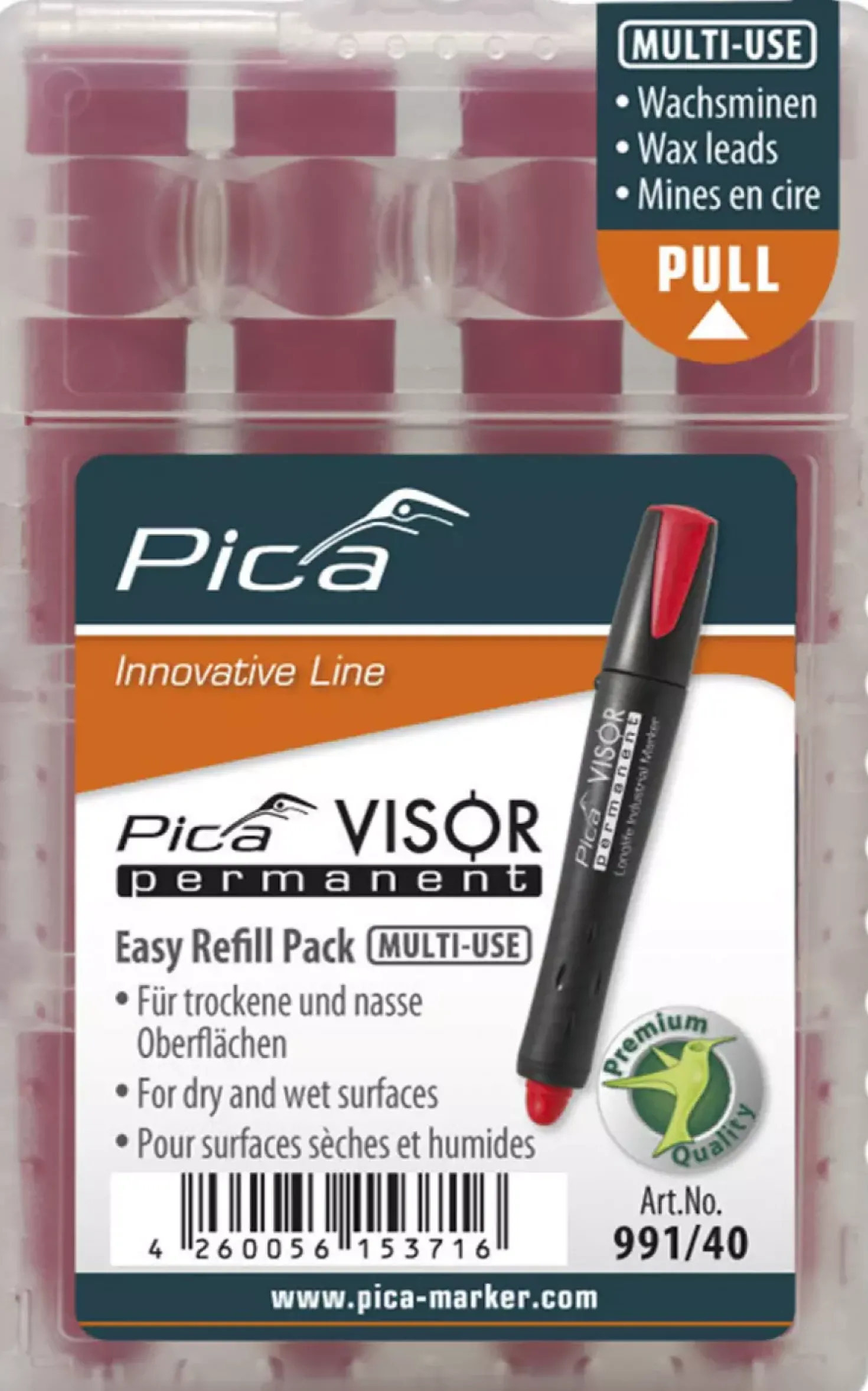 Pica 991/40 VISOR Navulling - Permanent - Rood (4st)