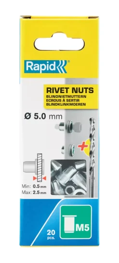 Rapid 5000672 Blindklinkmoeren incl. boor - Gegalvaniseerd staal - M5 (20st)