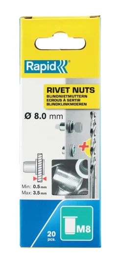 Rapid 5001482 Blindklinkmoeren incl. boor - Gegalvaniseerd staal - M8 (20st)