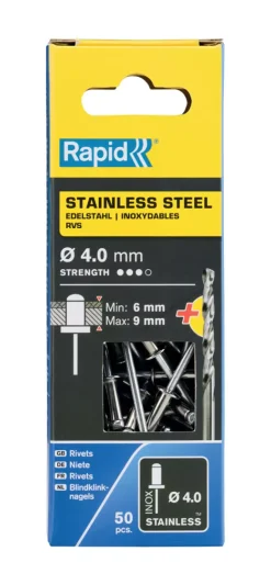 Rapid 5000394 Blindklinknagels incl. boor - RVS - 4 x 12mm (50st)