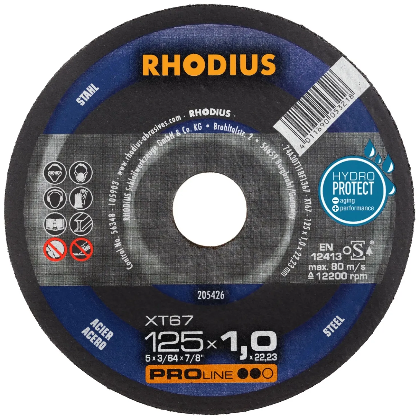 Rhodius 205426 XT67 PROline ll Doorslijpschijf extra dun 125 x 22,23 x 1,0mm (50 st)