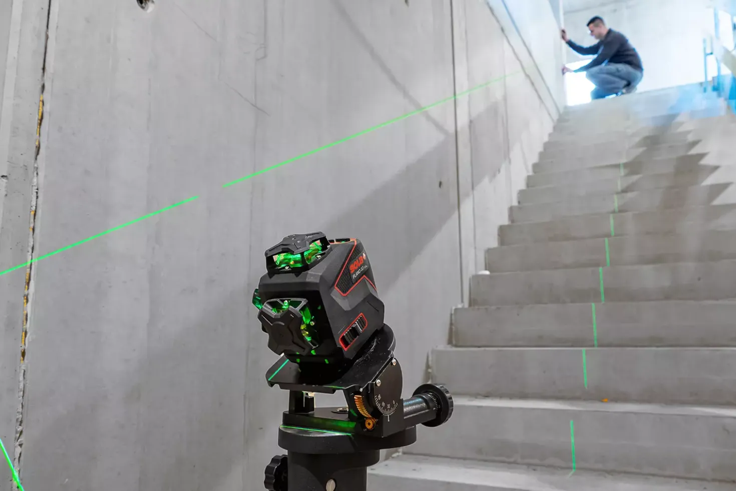 Sola PLANO 3D Green RCB Set 360° Kruislijnlaser in koffer - 3 lijnen - groen - 30m - IP54