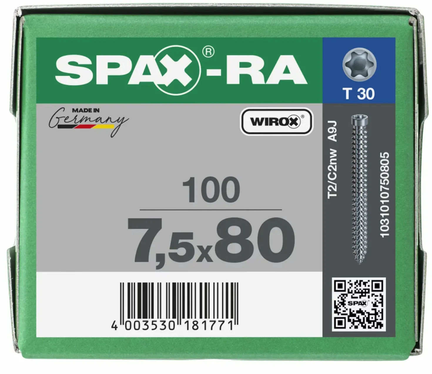 SPAX Kozijnschroef - T30 - Cilinderkop - Voldraad - WIROX - 100st