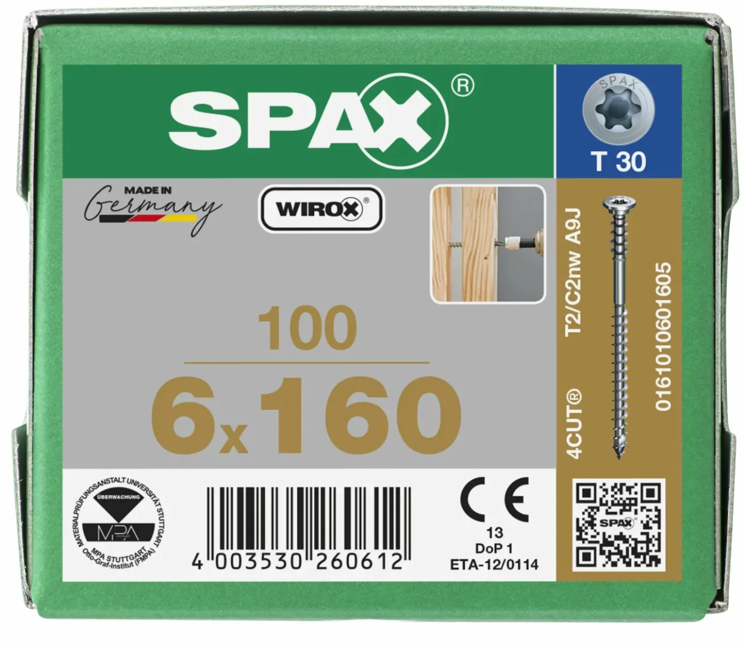 SPAX Stelschroef - T30 - Platkop - Deeldraad - WIROX - 100st