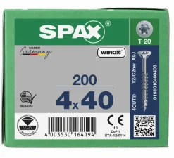 SPAX Universele schroef - T20 - Verzonken kop - Deeldraad - WIROX - 200st