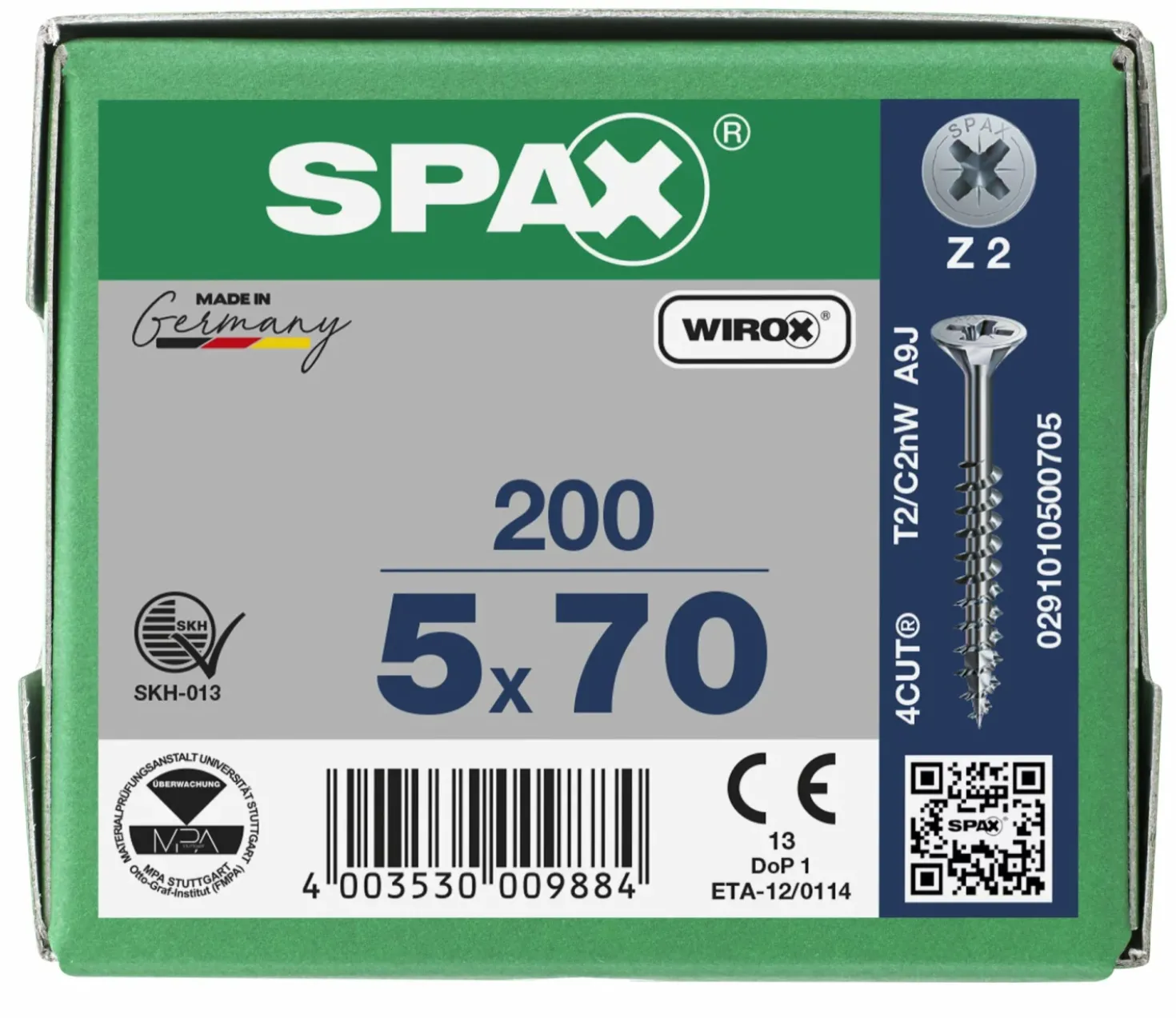 SPAX Universele schroeven verzonken kop - deeldraad - Z2 - 5.0x70 mm (200st)