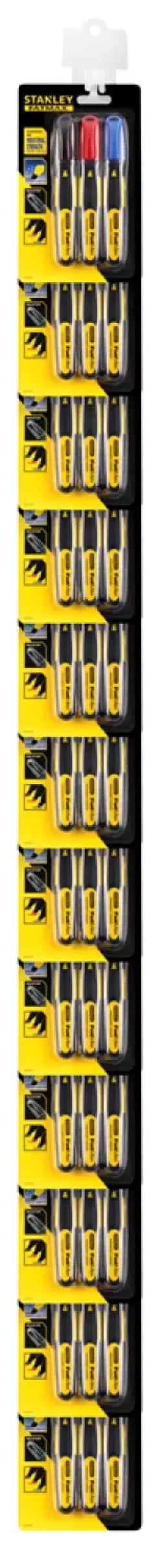 Stanley 0-47-315 FatMax watervaste markeerstiften - rood / zwart / blauw