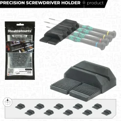 StealthMounts DHSP-SD-S-10 Drawer Hive Precisie Schroevendraaierhouder voor ladekast - zwart - 10 stuks