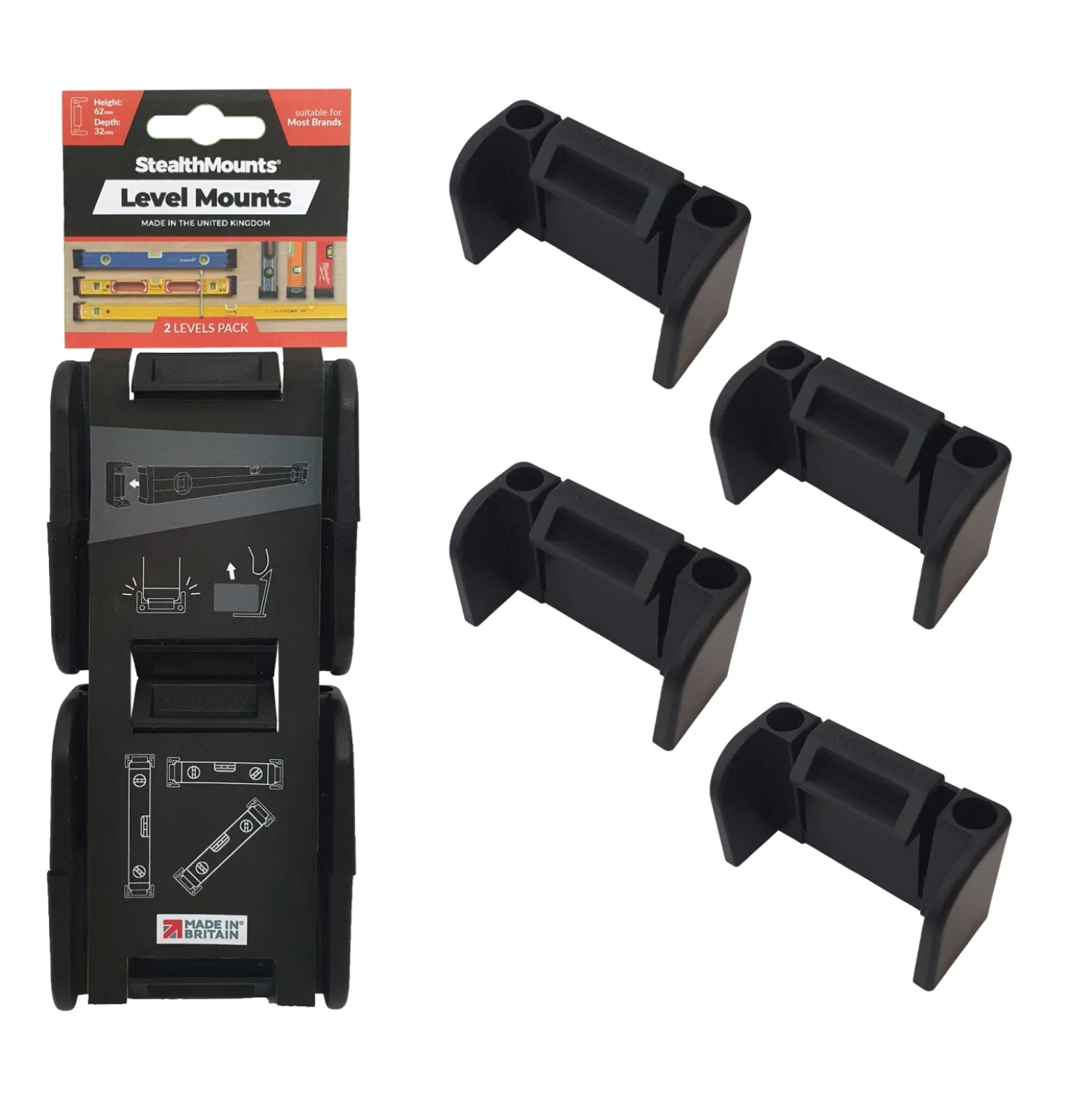 StealthMounts OM-LM-BLK-2 Universele waterpassteunen (2st)