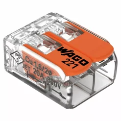 Wago 221-412 Lasklem 2-gaats - 4mm - hersluitbaar - transparant-oranje (100st)